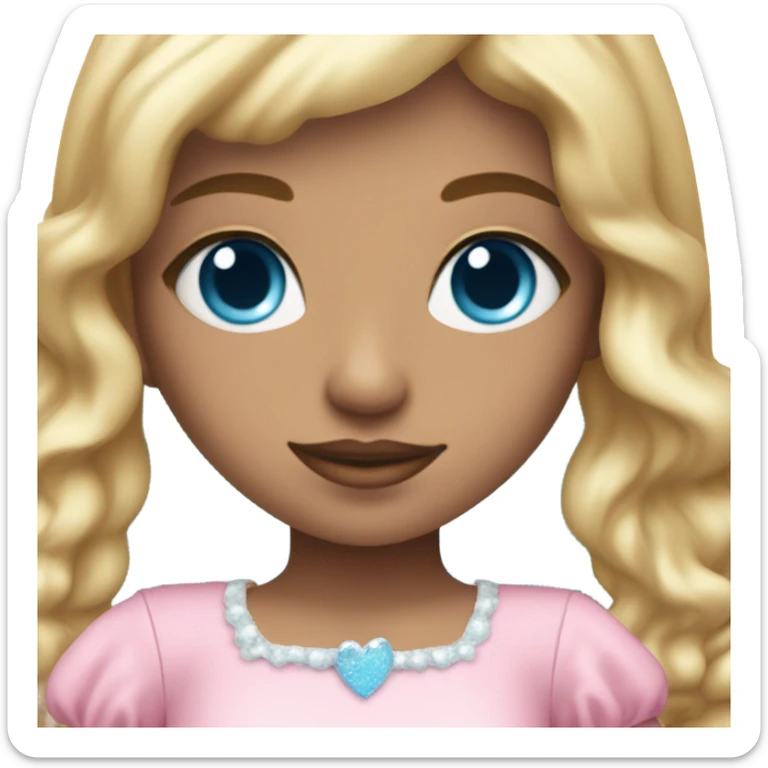 ocean blue doll eyes, blonde hair, feminine, pink, girl, angelic sticker