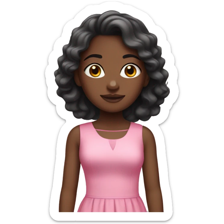Black girl with straight hair in a pink dress sticker
