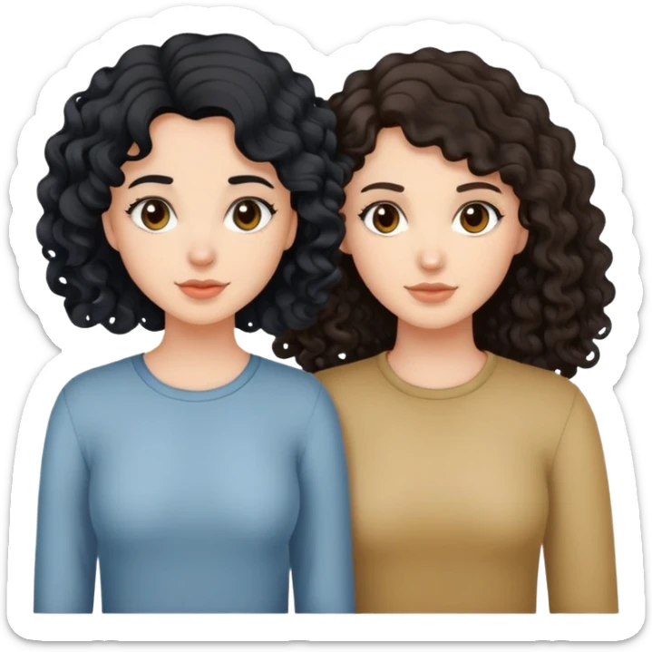 Brunette and black hair bestie they all whitr the black hair is curly and the brunette is wavy  sticker