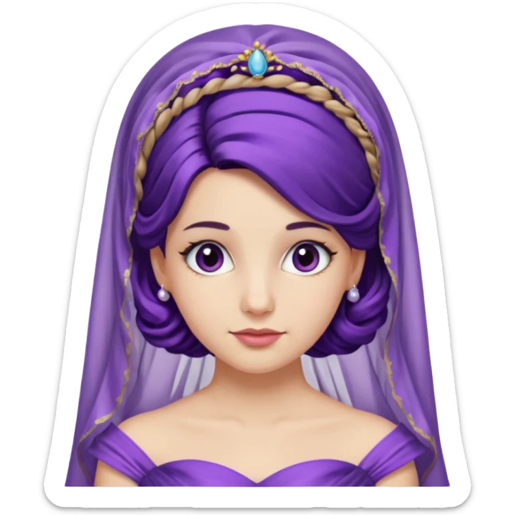Odysseus' wife Penelope Greek myth purple clothing half updo veil sticker
