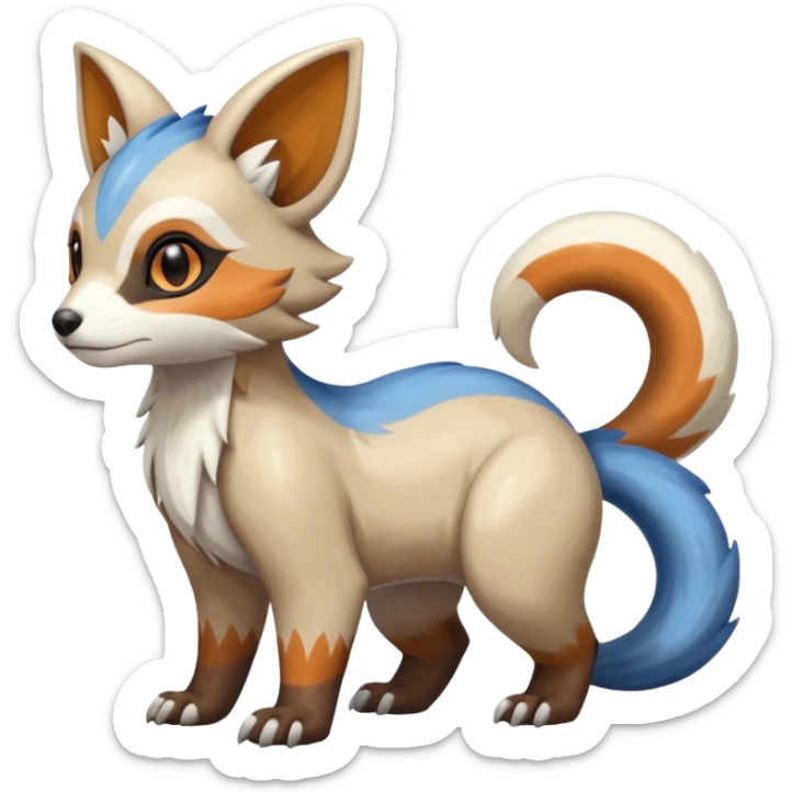 Shiny Brown Orange Blue White Beige Linoone-Absol-Trico-Furret-Hybrid (Full body) sticker