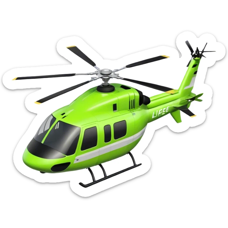 I want an emoji for a life flight helicopter for Ems lime green and white and black sticker