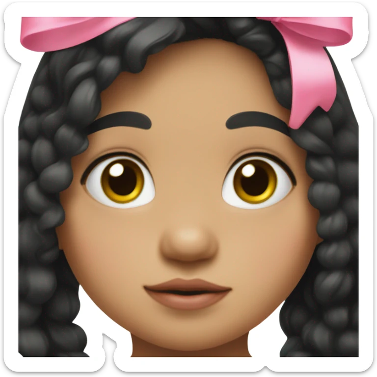 Mexican toddler girl with long black hair and pink bow sticker