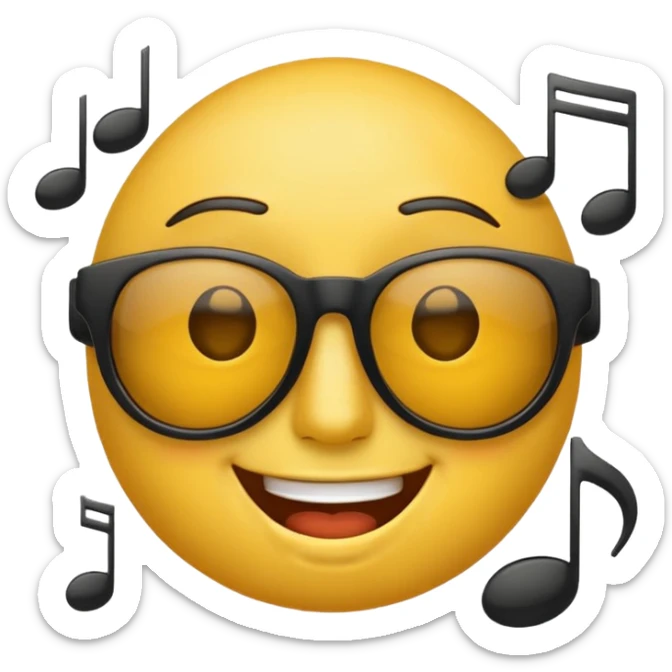 make an face emoji. I will use it for my music playlist. so make it cool and about music less detailed sticker