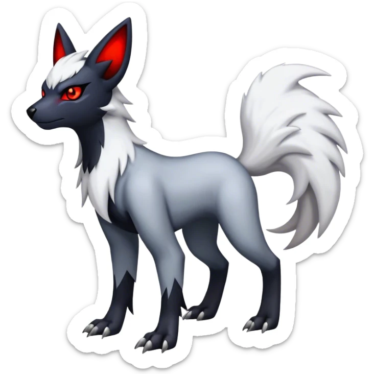 Edgy cool Absol-Zorua-Zangoose-Houndour-Poochyena-creature-hybrid full body  sticker