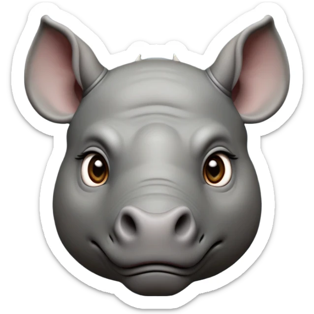 cinematic-noble-rhinoceros-portrait-emoji,-poised-and-regal,-with-a-massive,-powerful-build-and-a-thick,-deep-set-soulful-piercing-eyes,-simplified-yet-sharp-and-sophisticated-features,-highly-detailed, large eyes, slate grey hide sticker
