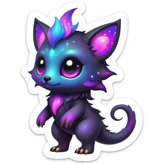 Cute cool colorful dark nebula fantasy-Fakemon-Digimon-animal-hybrid full body sticker