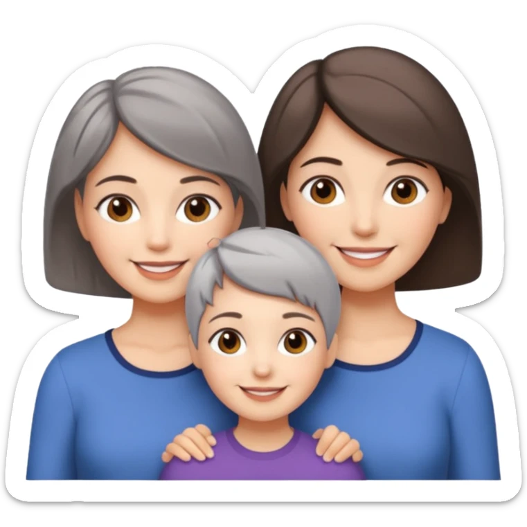 A mum with short Gray hair and her two adult daughters with brown hair sticker