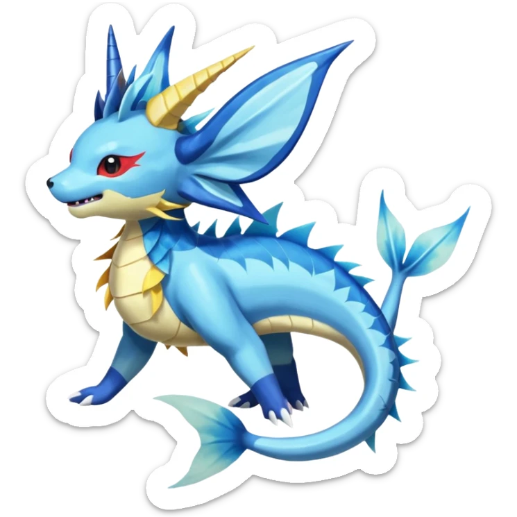 Manectric-Vaporeon-Salamence-Electrike-Furfrou-koi-Fakemon-fusion, full body sticker
