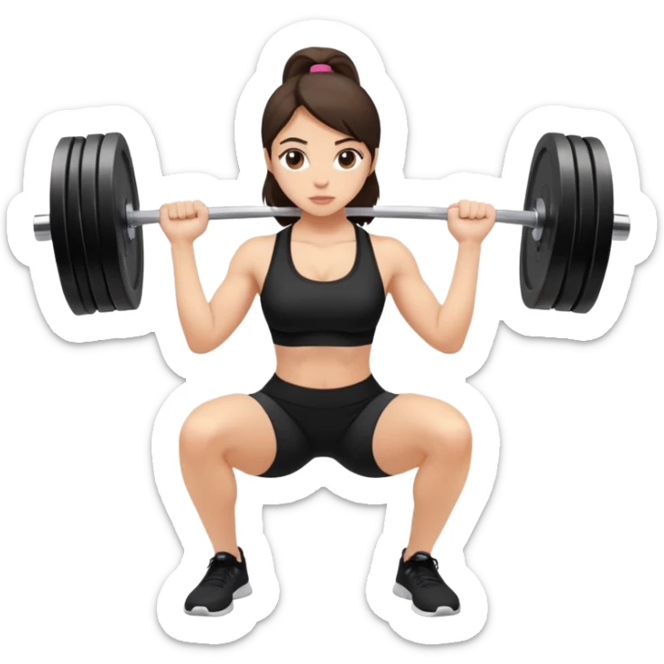 brunete girl doing squats with weight at the gym with all black outfit sticker