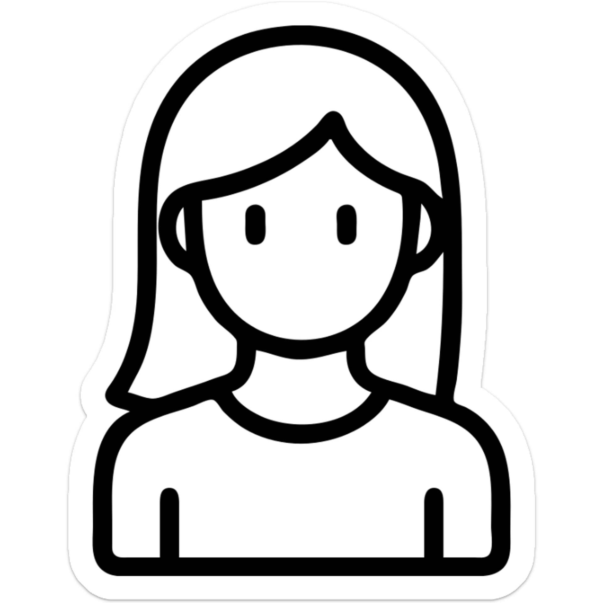 teen girl icon, minimal, clean black outlines sticker