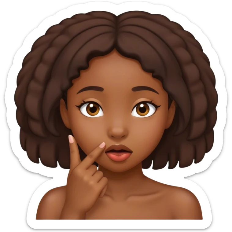 A shy black girl biting her finger out of shyness sticker
