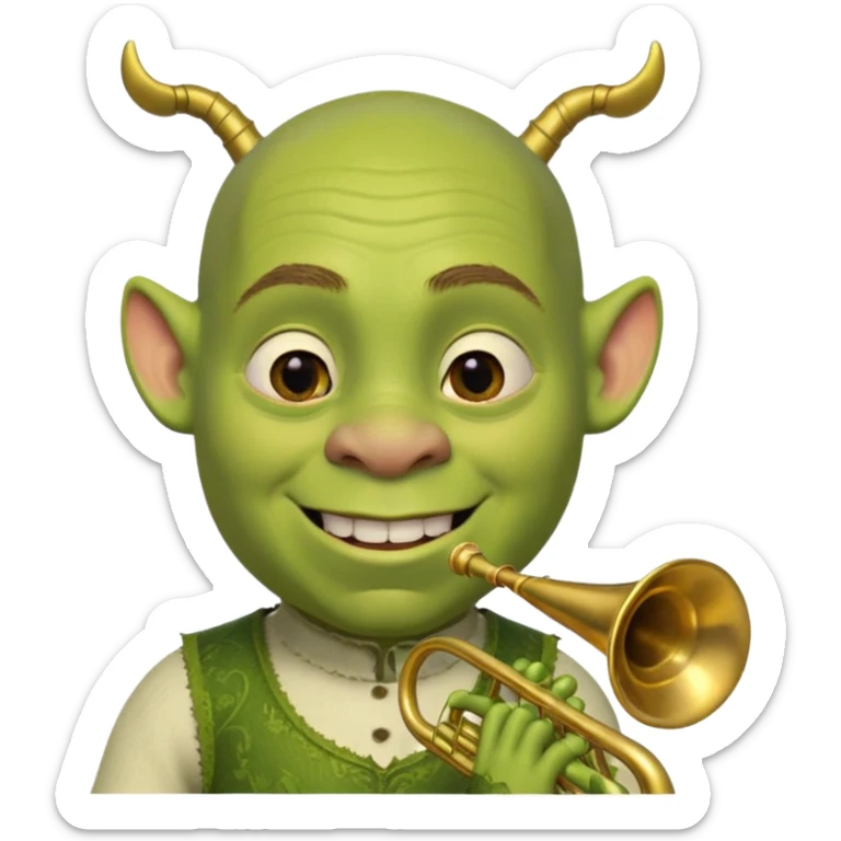 shrek sans cheveux et deux petites oreilles en forme de trompettes une sur chaque cote de son crane sticker