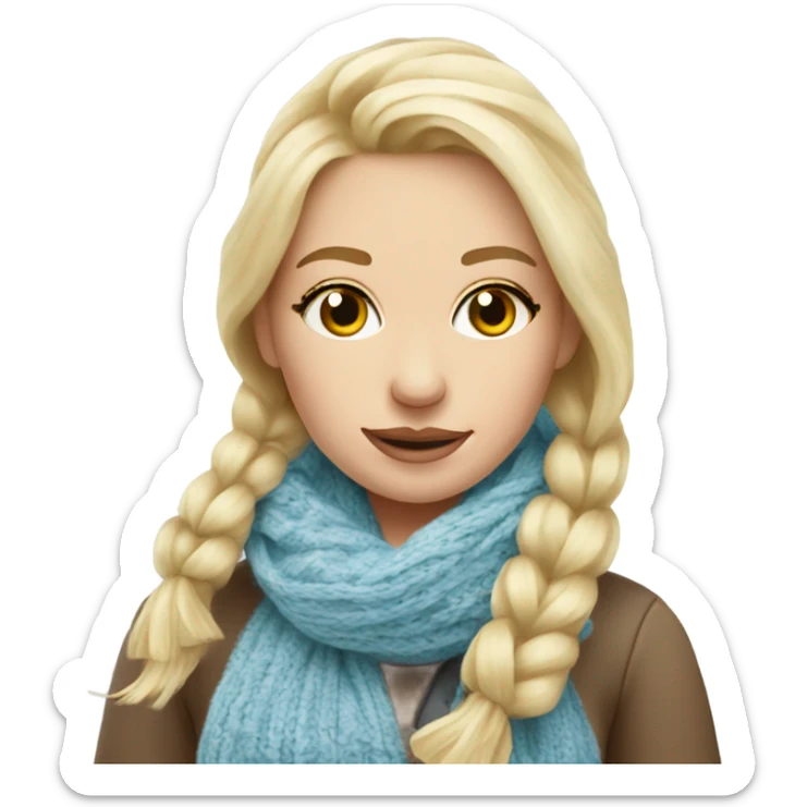 beautiful finnish blonde woman with eyes knitting flower scarf sticker