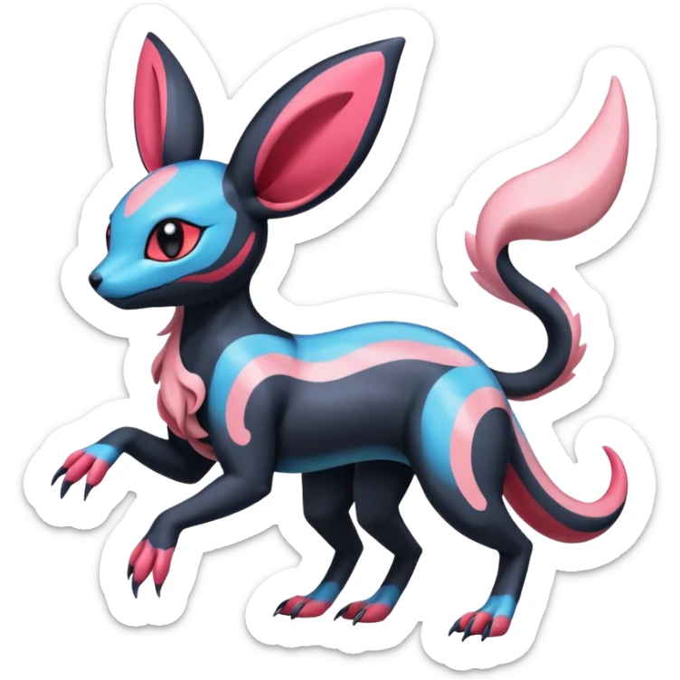Salandit-Vibrava-Sylveon-Umbreon-fusion-Pokémon-hybrid-creature  sticker