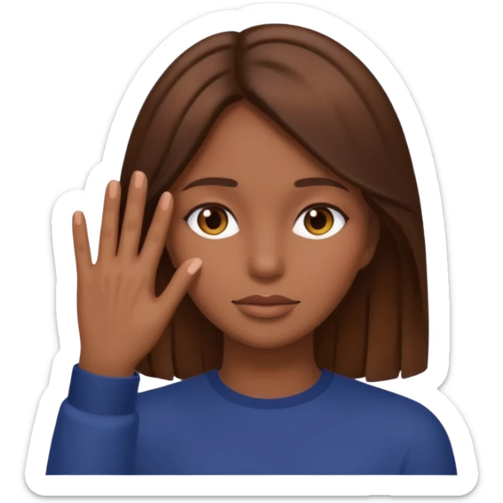 Whole Hand covering entire face woman brown hair sticker