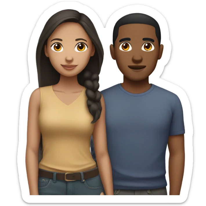 Light skin Filipino Man and Dark Brown Skin Woman Couple  sticker