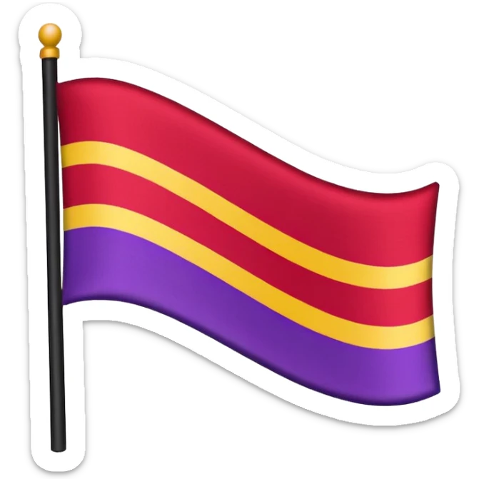 The emoji of a flag with three horizontal bars. The top bar is black, the middle bar is white, and the bottom bar is split in half. The bottom left is purple, and the bottom right is red sticker