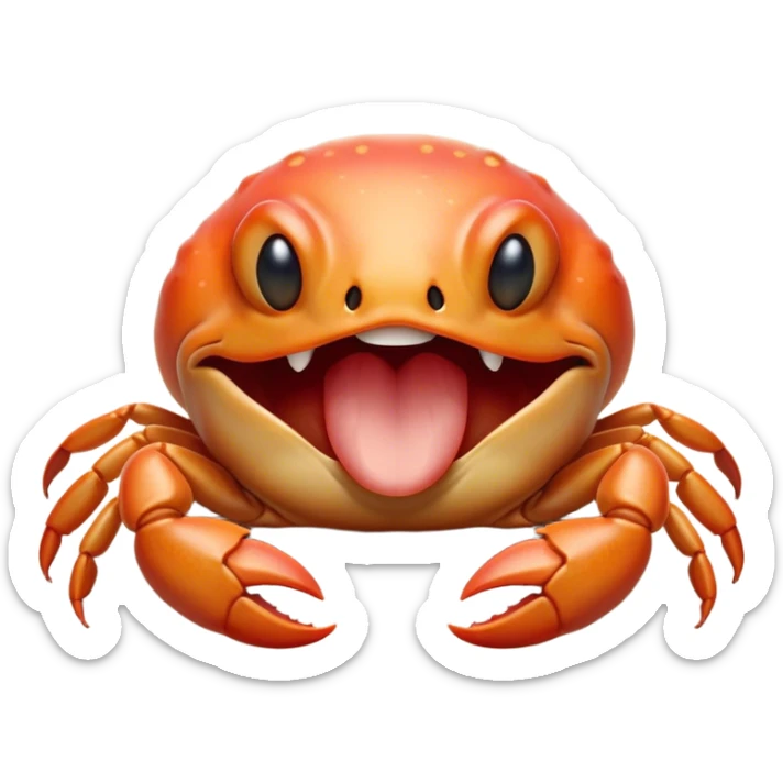 Cinematic Cute Yawning Baby Crab Portrait Emoji, Head tilted slightly with a dramatic, wide-open yawn, showcasing a petite, delicately armored body with gently drooping antennae and sleepy, half-closed eyes, Simplified yet irresistibly adorable features, highly detailed, glowing with a soft, cozy coastal glow, high shine, relaxed yet expressive, stylized with a dash of whimsical seaside charm, soft glowing outline, capturing the essence of a drowsy yet affectionate baby crab that appears ready to scuttle off for a nap! sticker