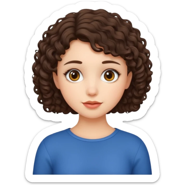 an emoji that describes a cute short curly hair brunette girl sticker