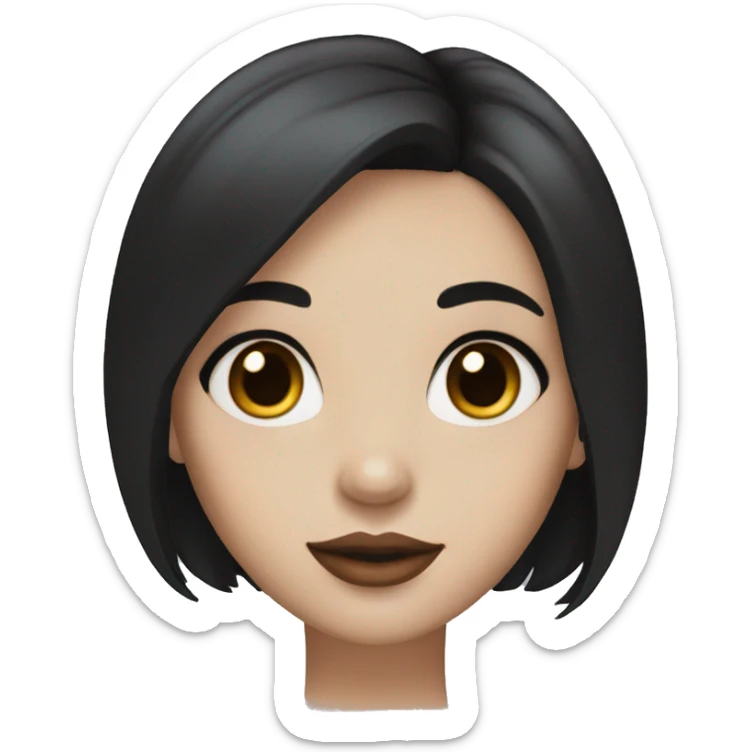 girl with black hair and ivory skin and big brown eyes and long lashes and full lips sticker