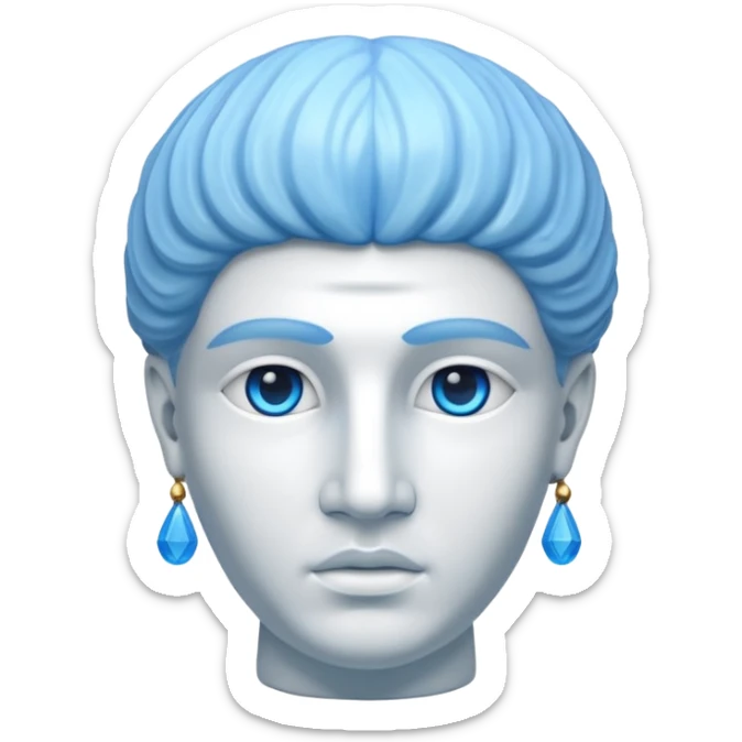 ancient greece marble sculpture head with a blue aura around the background of it sticker