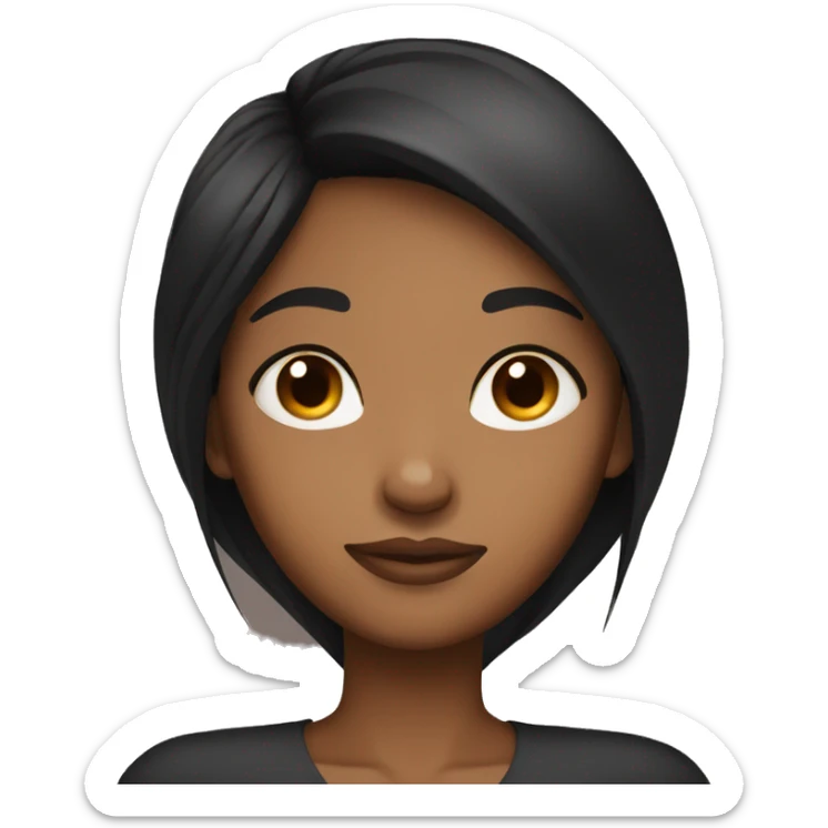 Brown skin girl with straight black hair asleep sticker