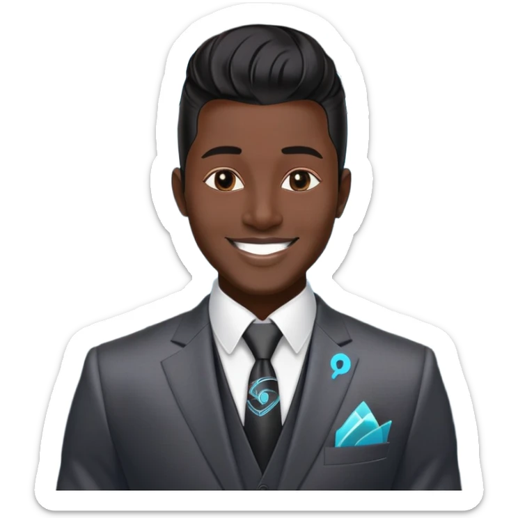 Gender: Male Hair: Slick pompadour with Bluetooth earpiece Face: Veneer smile masking laryngitis Clothes: Bespoke suit with holographic prospectus Action: Syncing investor Q&A across 8 time zones Hair: 100% natural black (no dyes/highlights) sticker