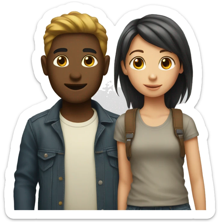 Generate an emoji of two friends boy and girl standing sticker