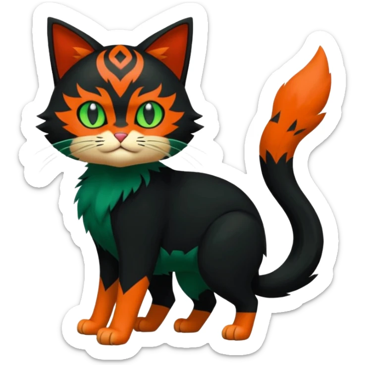 Sprigatito-Litten-Meowscarada-Pokémon-Fakémon-animal-fusion (full body) sticker