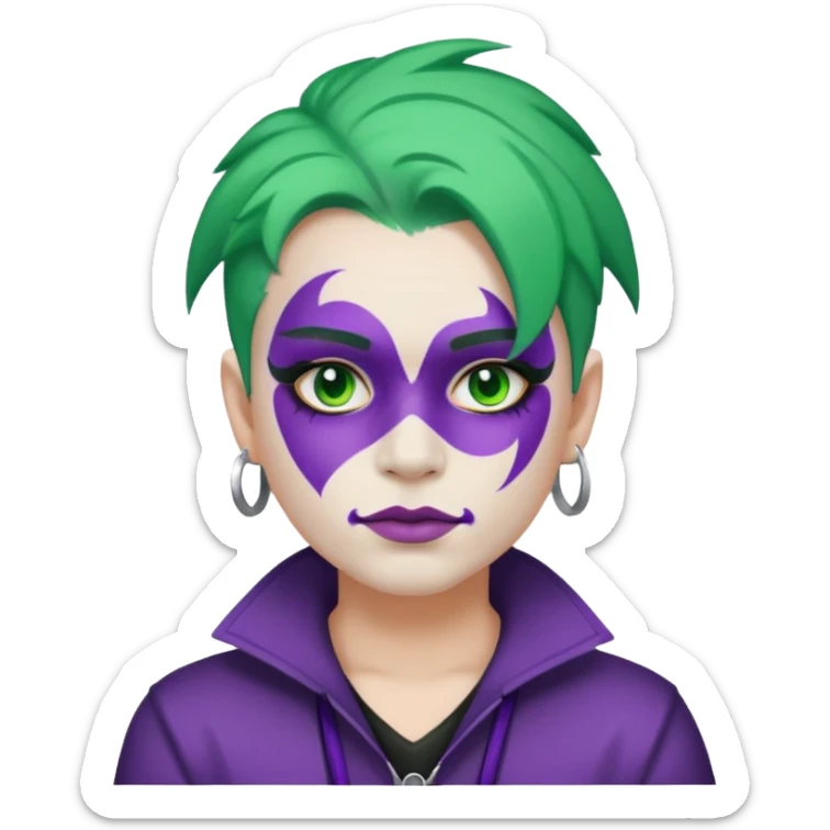 Glitter Purple and White Joker Gangster Green Hair sticker