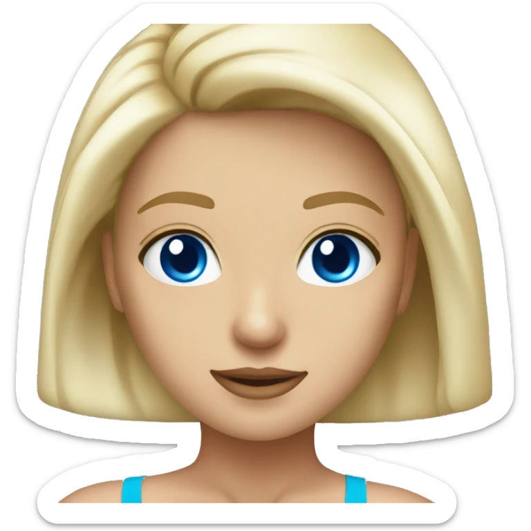 Blonde girl blue eyes bikini top sticker