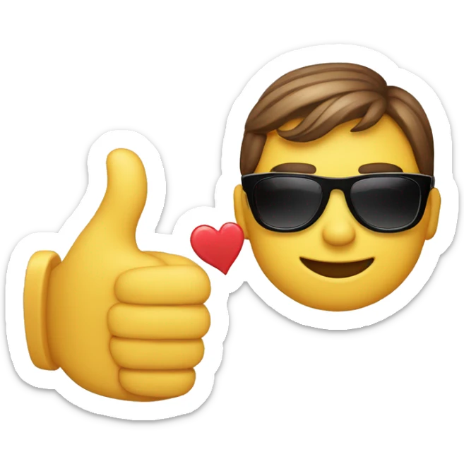 thumbs up emoji represents the "like," the face throwing a kiss emoji represents the "kiss," and the sunglasses emoji adds a cool and stylish touch to the message. sticker