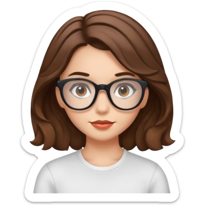 Pretty girl with sport brown wave hair with black glasses sticker