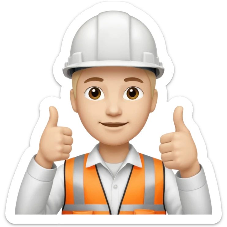 Cara de persona con casco blanco inginierl civil con pulgar arriba sticker