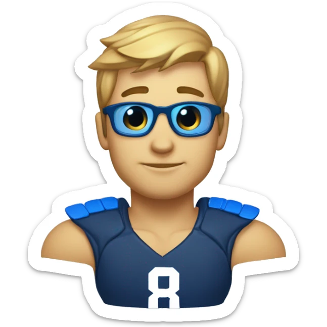 eta azul marina y una franja azul clara en los hombros. Con el número 8 en la camiseta  sticker