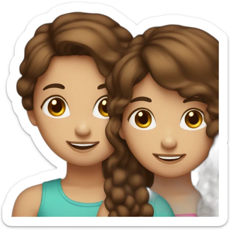 Brown hair girl loves her brown hair sister sticker