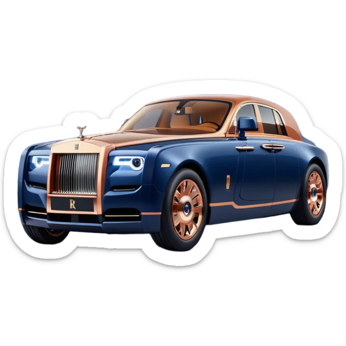 dark blue led lights hot rodded 1917 delicately inlaid rose gold and wood accents McDuck’s chauffeur driven Rolls Royce futuristic electric plasma motors and dynamos with wide racing wheels that are strong agility advanced suspension and steering sticker