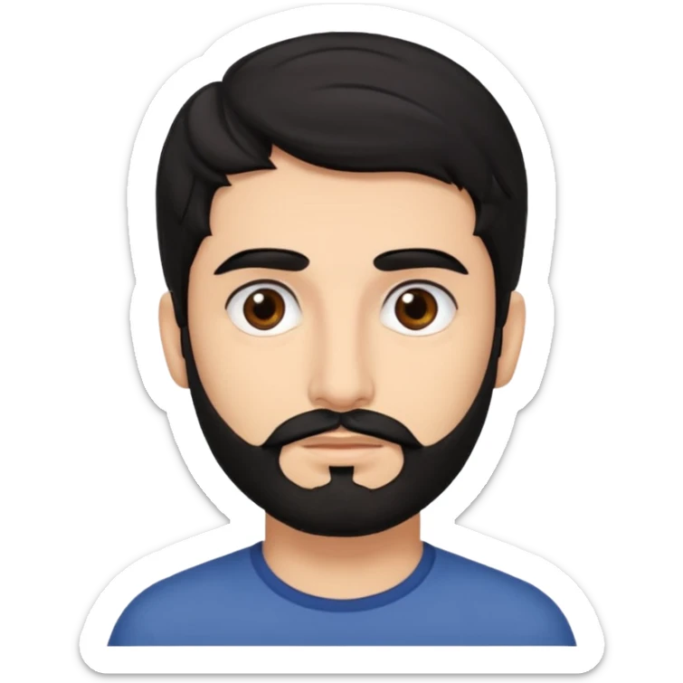 young fair skin Pakistani man with black beard wavy hair and thin brown eyes and thick eyebrows sticker