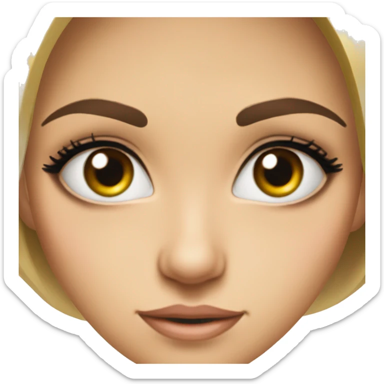 Create an emoji of a beautiful girl's eyes  .Expressive eyes and well-defined, arched eyebrows. Both eyes and eyebrows should look symmetrical and attractive.Needs to be cute while looking at that sticker