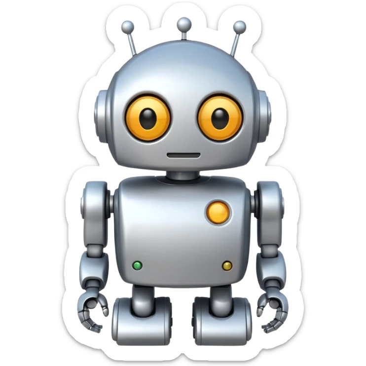 robot old cartoon simple kid toy white innocent funny gudget chatGPT round adorable sticker