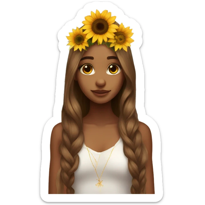 big wings, sunflower, Beautiful, fairy, gold, brown, long hair sticker