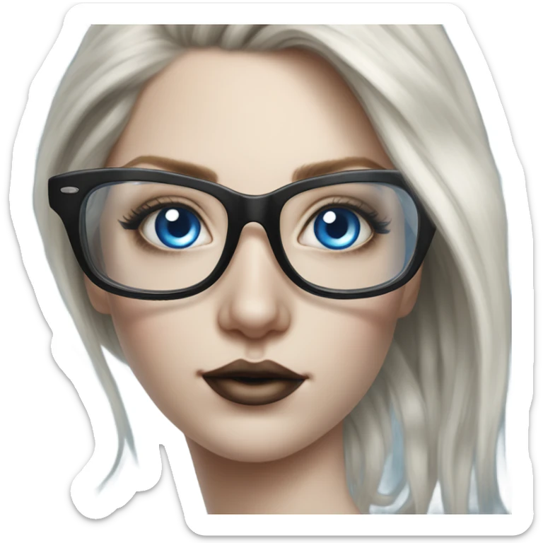 Photo Realistic pale female model tattoo glasses and blue eyes sticker