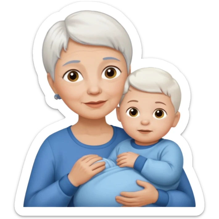 grandmother with short hair white and baby boy with brown hair and fair skin sticker