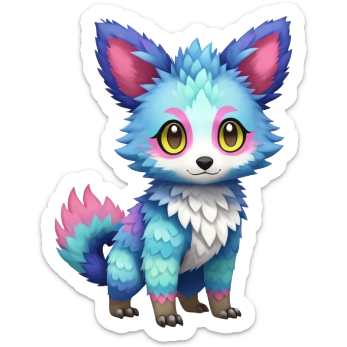  Colorful Kawaii Trico FurSona Fakemon Full Body sticker