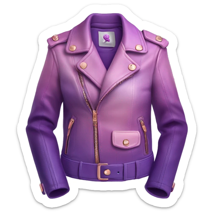 Realistic purple to pastel purple ombre leather jacket with rose gold fasteners isolated.  sticker