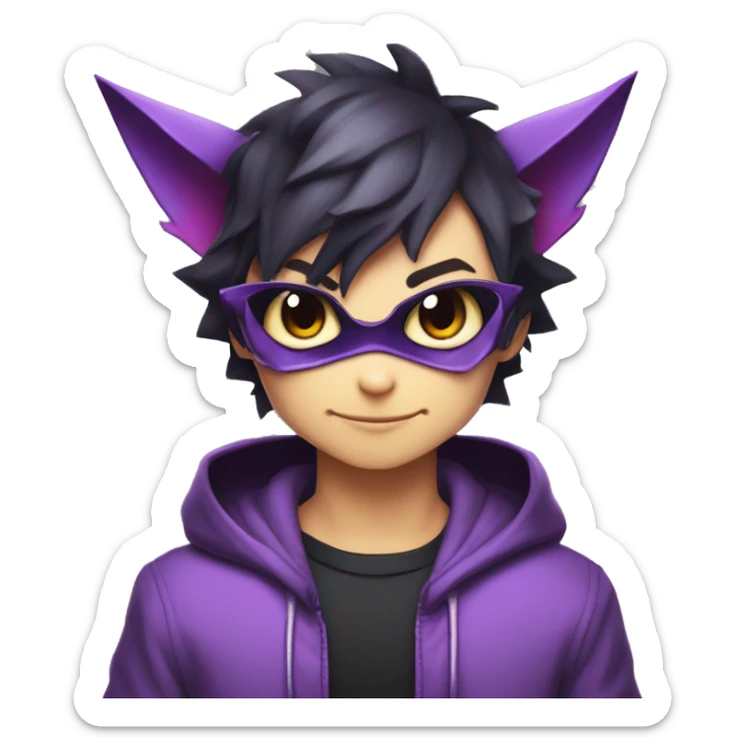 Cool Cute Edgy Dark Black Red Purple Batty Chibi Noibat-Cat-Pokémon-Fakémon-hybrid sticker