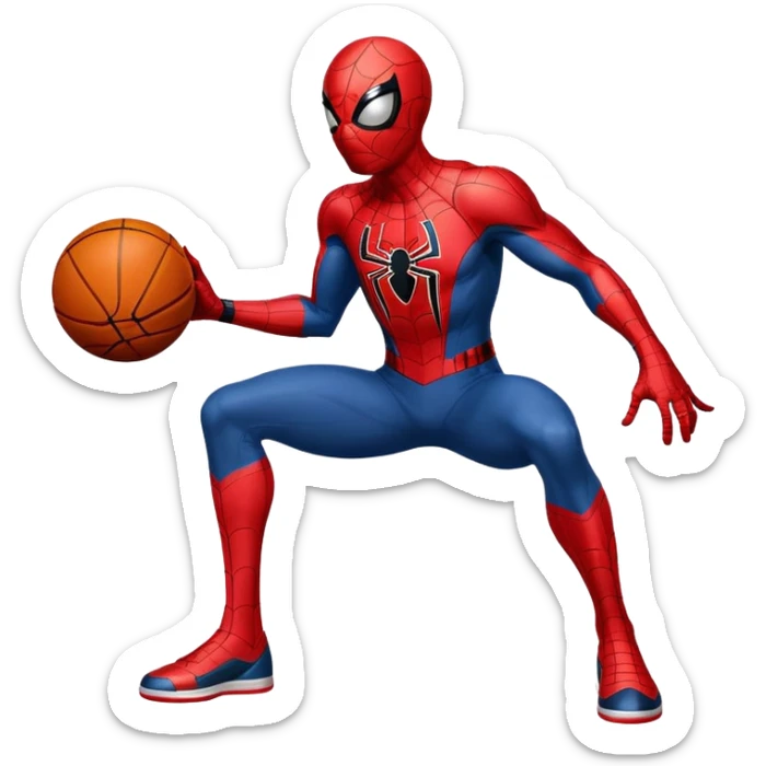 Spider-Man with a football in one hand and a basketball in the other hand sticker