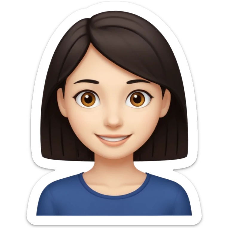 Make an emoji of a slender girl with dark hair and brown eyes sticker