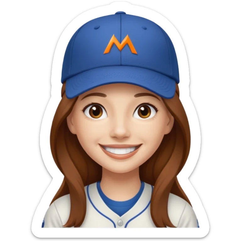 dziewczyna w długich brązowych włosach z czapką z daszkiem zespołu mclaren sticker